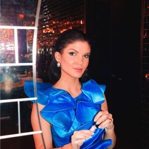 AKIRA Blue Ruffle Midi Dress